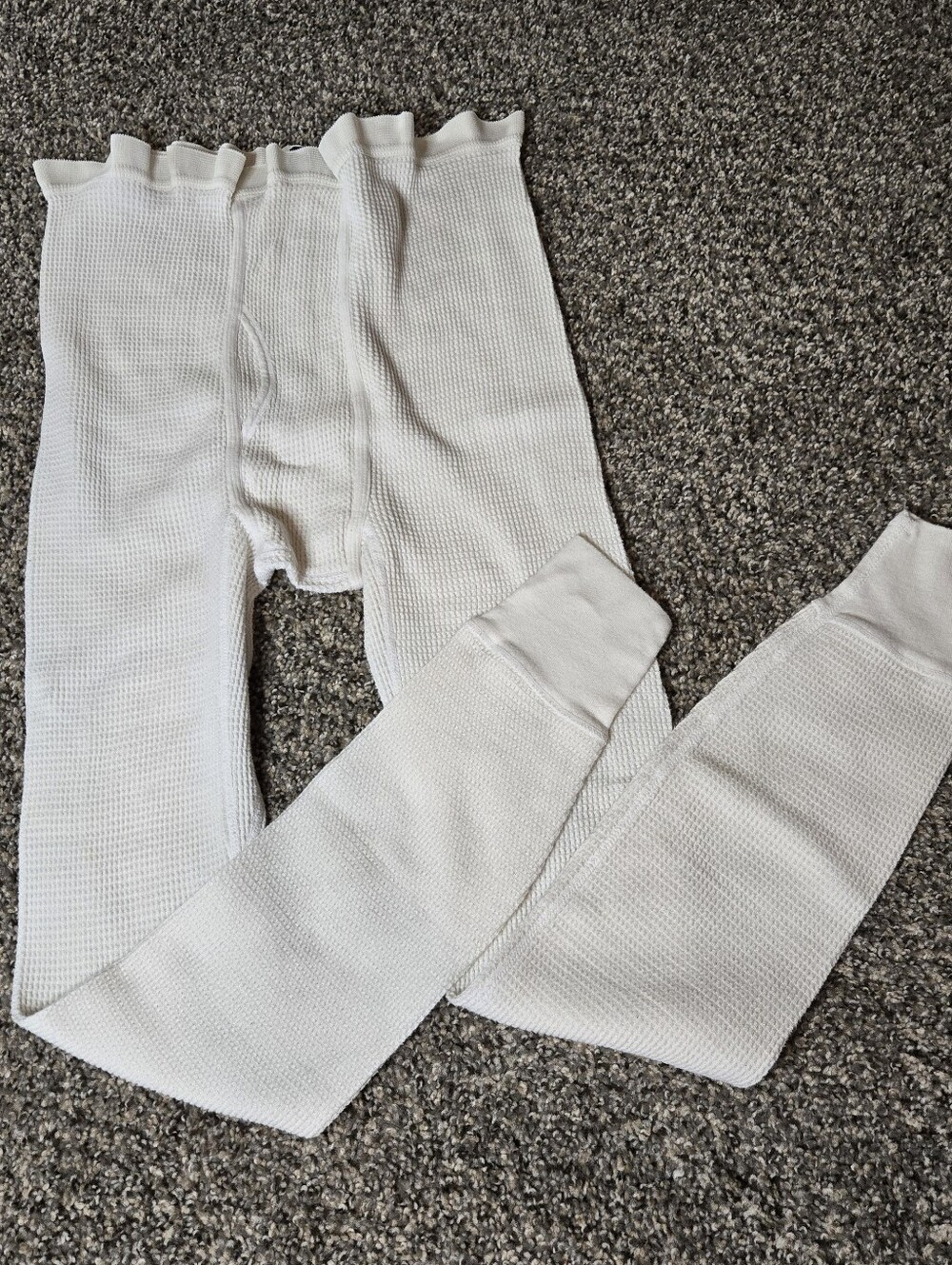 *SALE* Vtg Retro 90s Greatland Apparel Knit White Cream Thermal Leggings Men LG